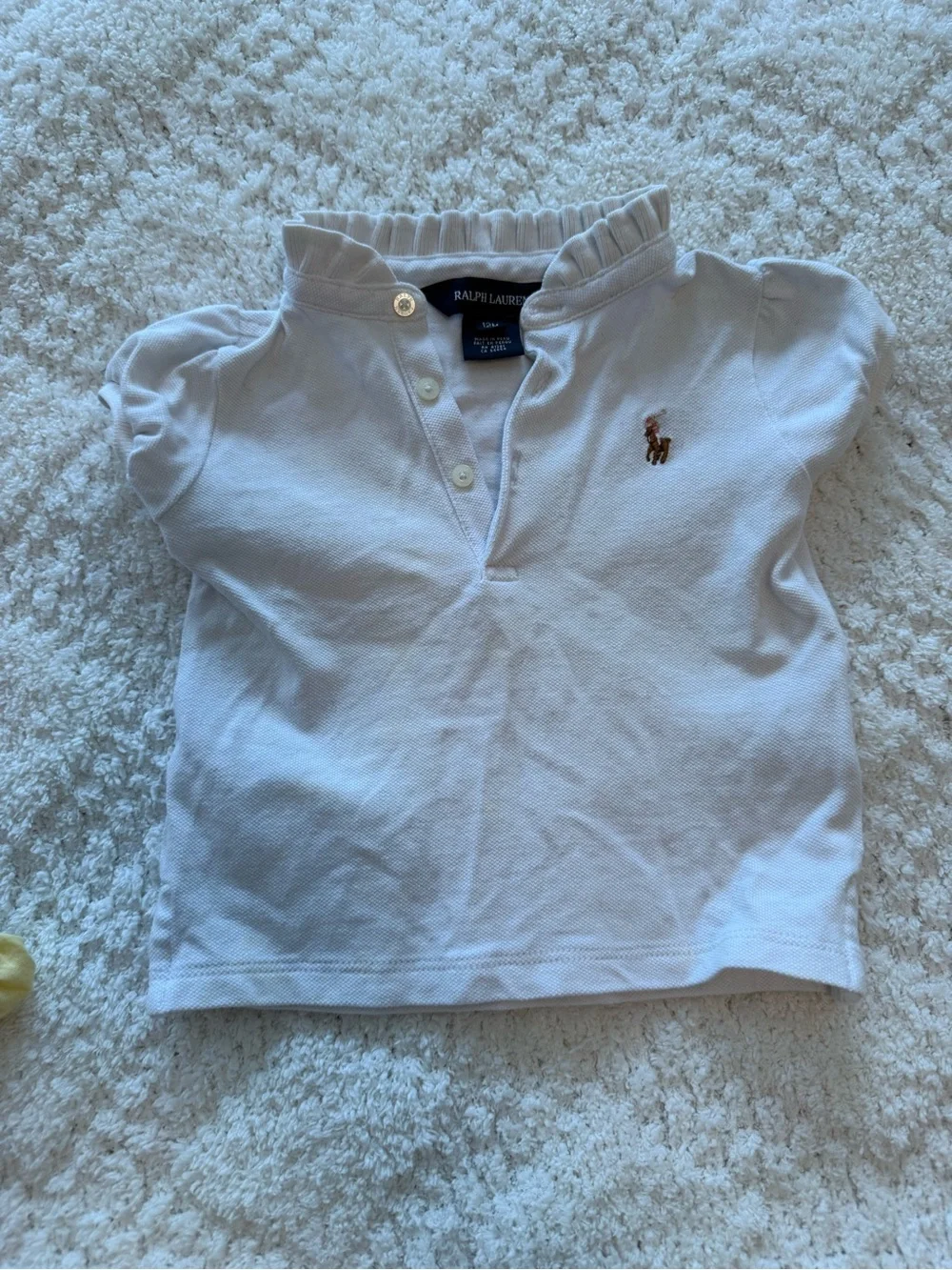 Ralph Lauren Yellow & White Striped and White Short-Sleeve Baby Tops - 2 Pack